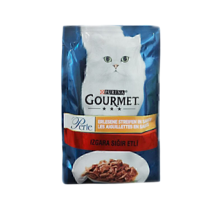 پوچ گربه گورمت با طعم گوشت گاو Gourmet Perle Beef وزن 85 گرم