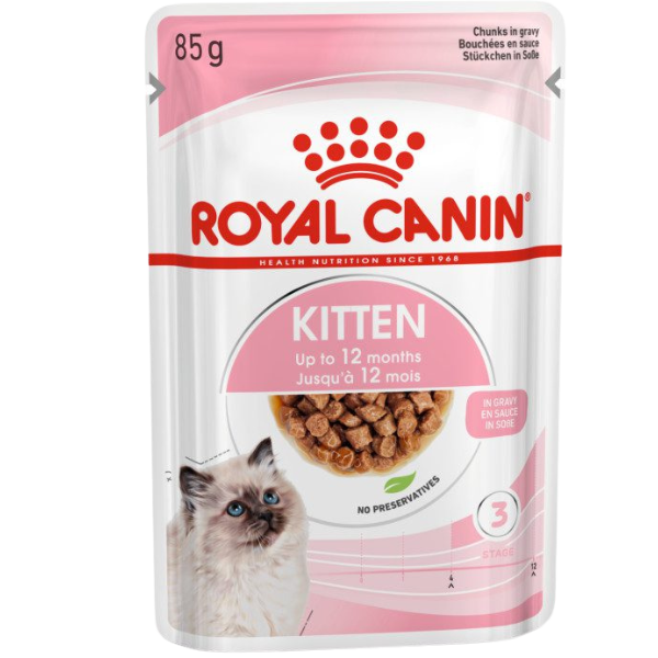 Untitled design - 2025-09-01T135714.333 غذای پوچ بچه گربه رویال کنین مدل KITTEN وزن 85 گرم