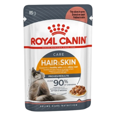 غذای پوچ گربه رویال کنین مدل hair and skin وزن 85 گرم