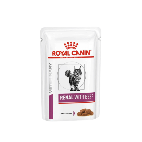Untitled design - 2025-09-01T140002.223 پوچ گربه رویال کنین رنال با طعم گوشت Royal canin renal with beef وزن ۸۵ گرم