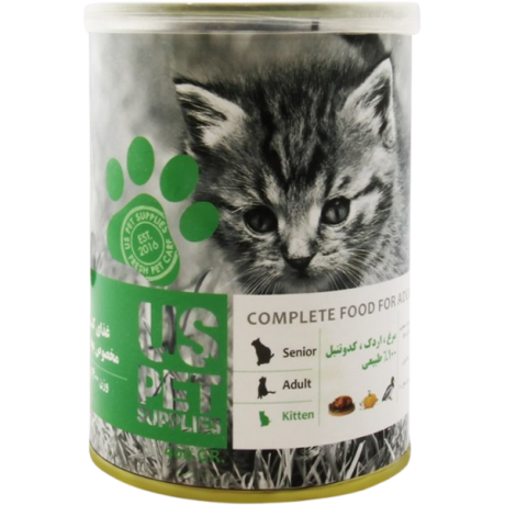 کنسرو بچه گربه کیتن یو اس پت طعم مرغ و اردک و کدو تنبل 400 گرم