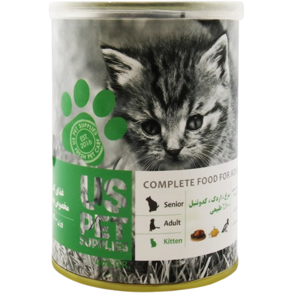 کنسرو بچه گربه کیتن یو اس پت طعم مرغ و اردک و کدو تنبل 400 گرم