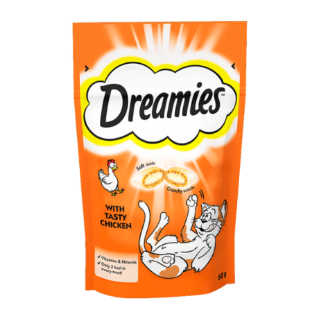 تشویقی گربه دریمیز با طعم مرغ Dreamies Cat Snack with Chicken وزن 60 گرم
