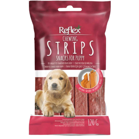 تشویقی نرم آدامسی سگ زیر 9 ماه با طعم گوشت گوساله برای رفع خارش لثه و پلاک دندان (120 گرمی)