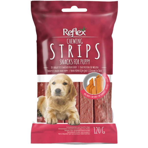 تشویقی نرم آدامسی سگ زیر 9 ماه با طعم گوشت گوساله برای رفع خارش لثه و پلاک دندان (120 گرمی)