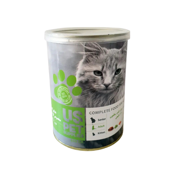 کنسرو مخصوص گربه، حاوی مرغ، کدو و سالمون، 400 گرمی، یو اس پت