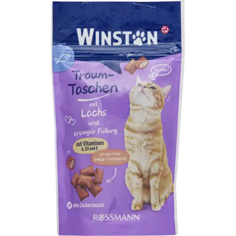 تشویقی گربه با طعم سالمون مغزدار خامه ای وینستون