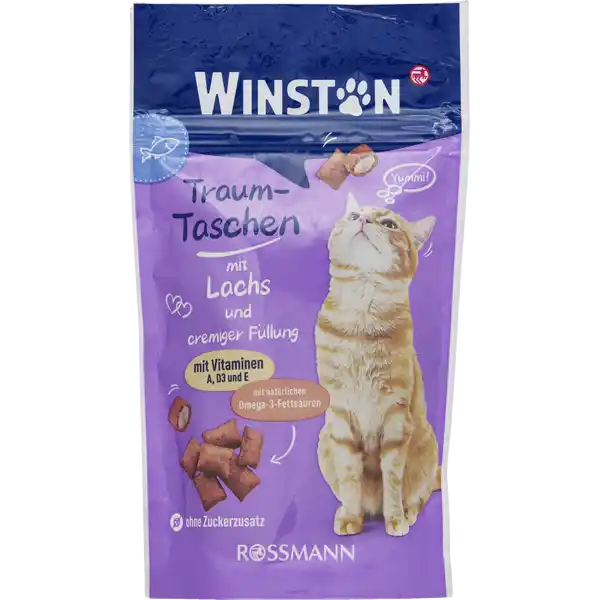 تشویقی گربه با طعم سالمون مغزدار خامه ای وینستون