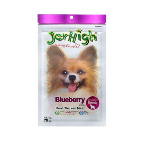 تشویقی مدادی سگ طعم مرغ و بلوبری جرهای _ وزن 70 گرم