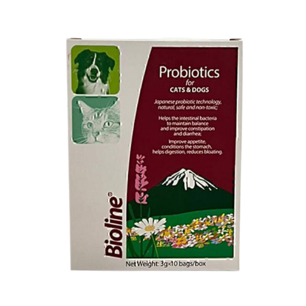 Untitled design - 2025-09-02T150002.171 پودر پروبیوتیک سگ و گربه بایولاین Bioline Probiotics For Cats And Dogs بسته 10 عددی