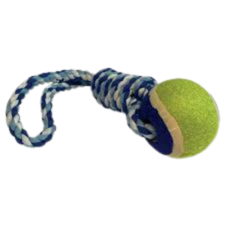 دندانی طنابی به همراه توپ تنیس برای سگ های نژاد بزرگ