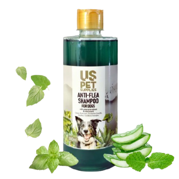 شامپو ضد کک و کنه مخصوص سگ با عصاره آلوئه ورا و رایحه نعنا-یو اس پت