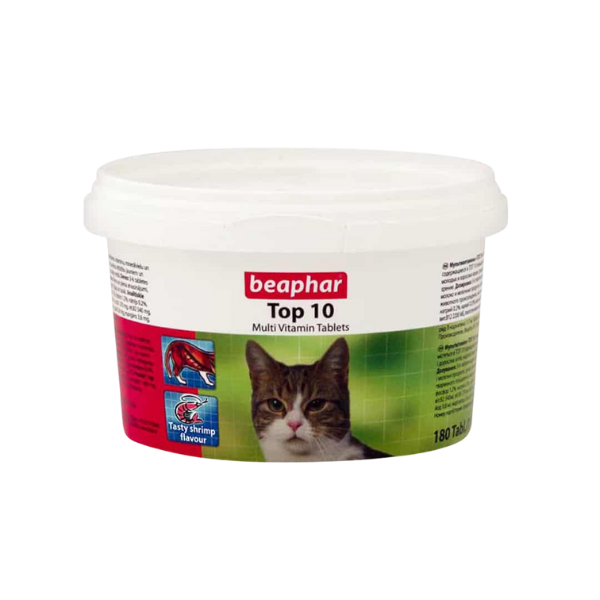قرص مولتی ویتامین گربه، مدل تاپ 10، 180 عددی، بیفار
