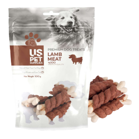 تشویقی سگ مدل استخوان دور گوشت یو اس پت با طعم گوشت بره و کلسیم