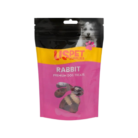 تشویقی دندانی سگ، مدل دمبلی، گوشت خرگوش و برنج، 100 گرمی، یو اس پت