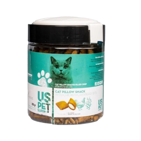 تشویقی گربه عقیم شده مدل اسنک مغز دار-مرغ و کران بری یو اس پت 200- گرمی