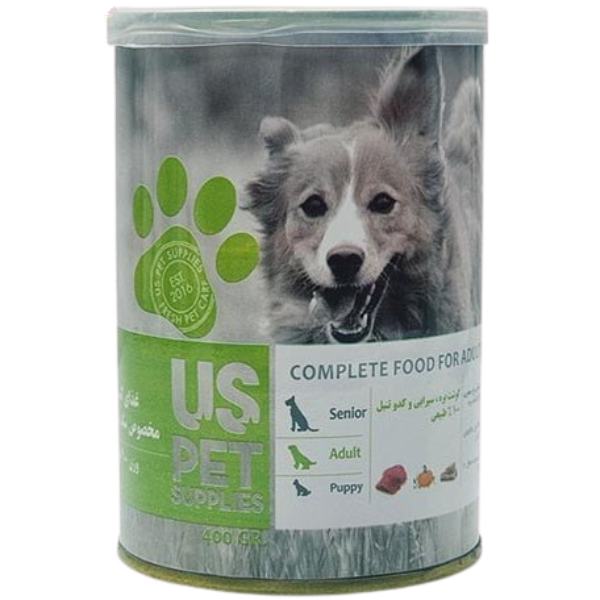 Untitled design - 2025-09-03T190027.425 (یو اس پت) کنسرو سگ با طعم گوشت بره و سیرابی و کدو تنبل 400 گرمی