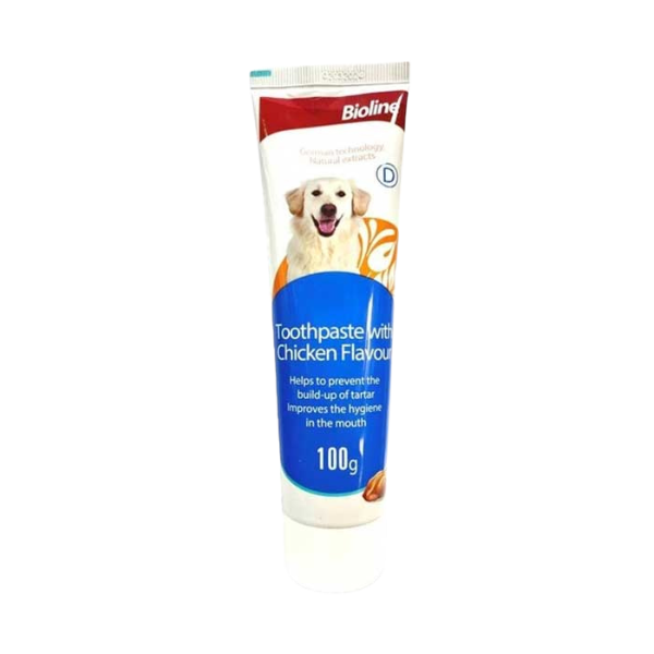 Untitled design - 2025-09-03T191426.247 خمیردندان مخصوص سگ، با طعم مرغ، 100 گرمی، بایولاین