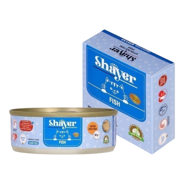 کنسرو غذای بچه گربه با طعم ماهی شایر Shayer Pate With Fish وزن 90 گرم