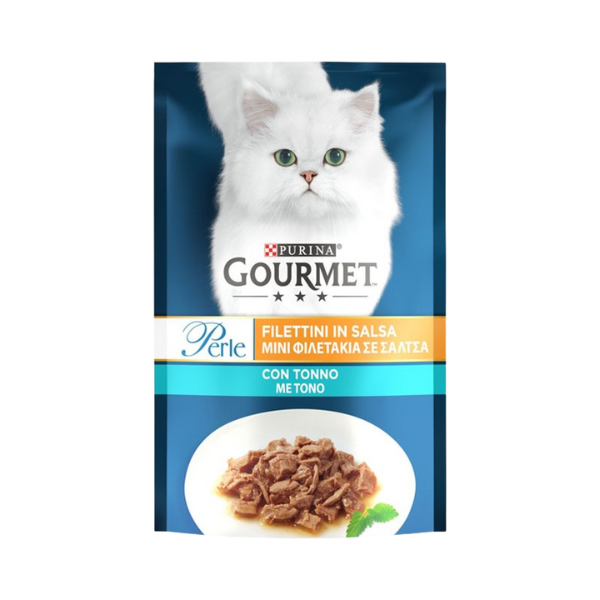 Untitled design (87) پوچ گربه گورمت با طعم ماهی تن Gourmet Perle Tuna وزن 85 گرم