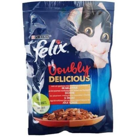 پوچ گربه فلیکس طعم گوشت و مرغ ۸۵ گرم