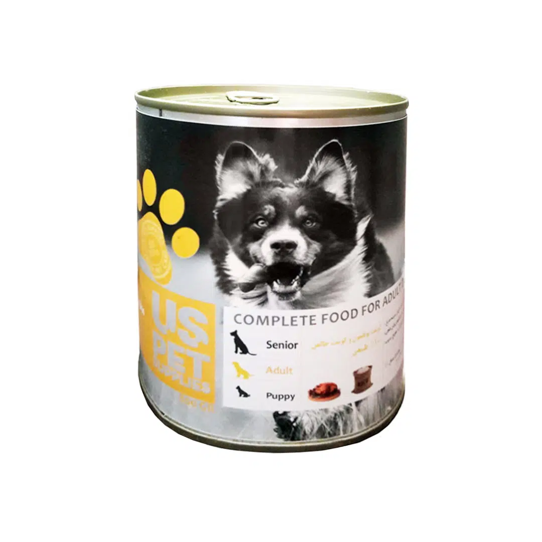 کنسرو سگ گوساله و بوقلمون یو اس پت-800 گرمی کنسرو مخصوص سگ، گوشت بوقلمون و گوشت خالص، پاته، 800 گرمی، یو اس پت