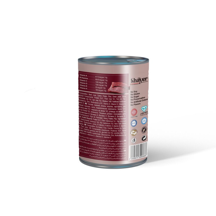کنسرو غذای گربه با طعم گوشت قرمز شایر Shayer Pate With Beef وزن 400 گرم3