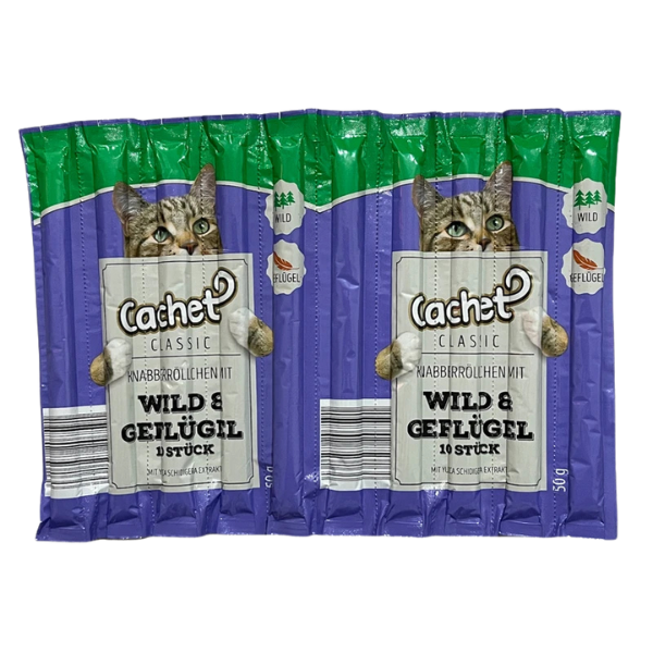 Untitled design (14) اسنک تشویقی گربه کچت مدل wild and Geflugel بسته 10 عددی