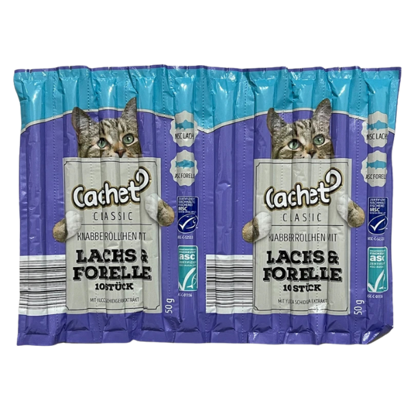 Untitled design (16) اسنک تشویقی گربه کچت مدل Lachs and forelle بسته 10 عددی