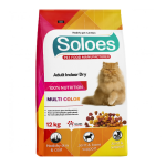 غذای خشک گربه بالغ مولتی کالر سولواس با طعم مرغ Soloes Multicolor Complete Food Adult Cat With Chicken وزن 12 کیلوگرم